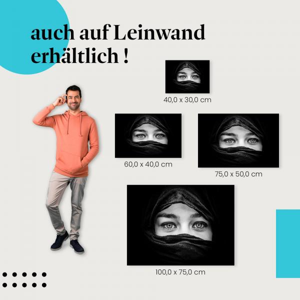 "Porträt einer Frau mit Hidschab" Leinwandbild. Finde die ideale Größe für dein Zuhause & setze Akzente mit Kunst!
